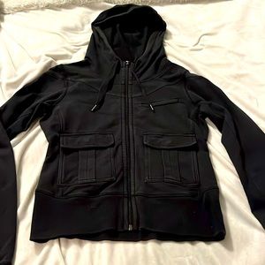 Black Lululemon hooded, zip up jacket